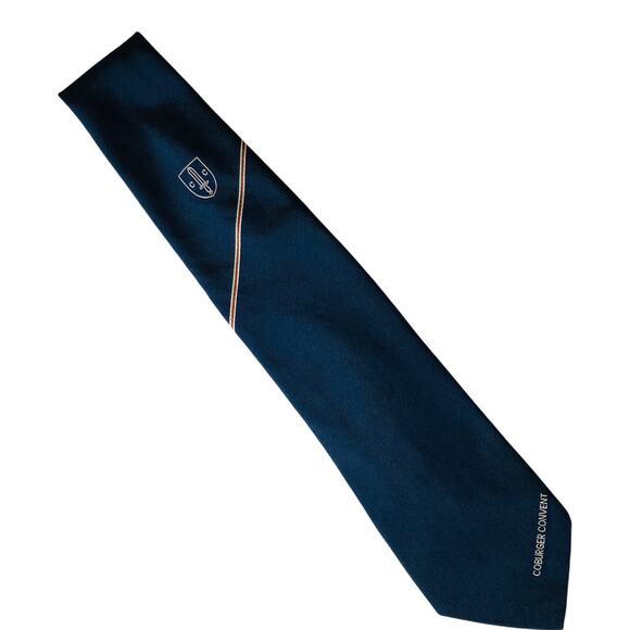 COBURGER CONVENT Rosemarie Feld Kraeatten-Krefeld Navy Blue 100% Silk Tie 59" - Picture 1 of 7